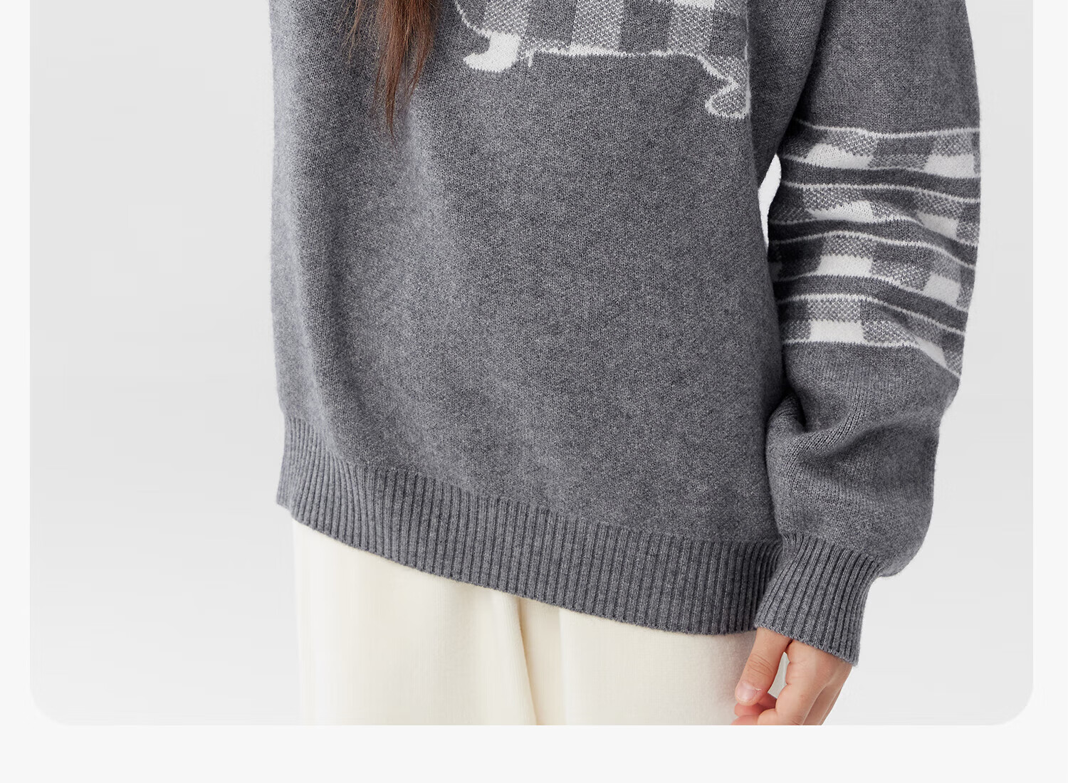 Zoxi Girls Sweater Autumn Winter Sausage Dog 2025 New Big Kids Warm Knitted Top Gray 150 17